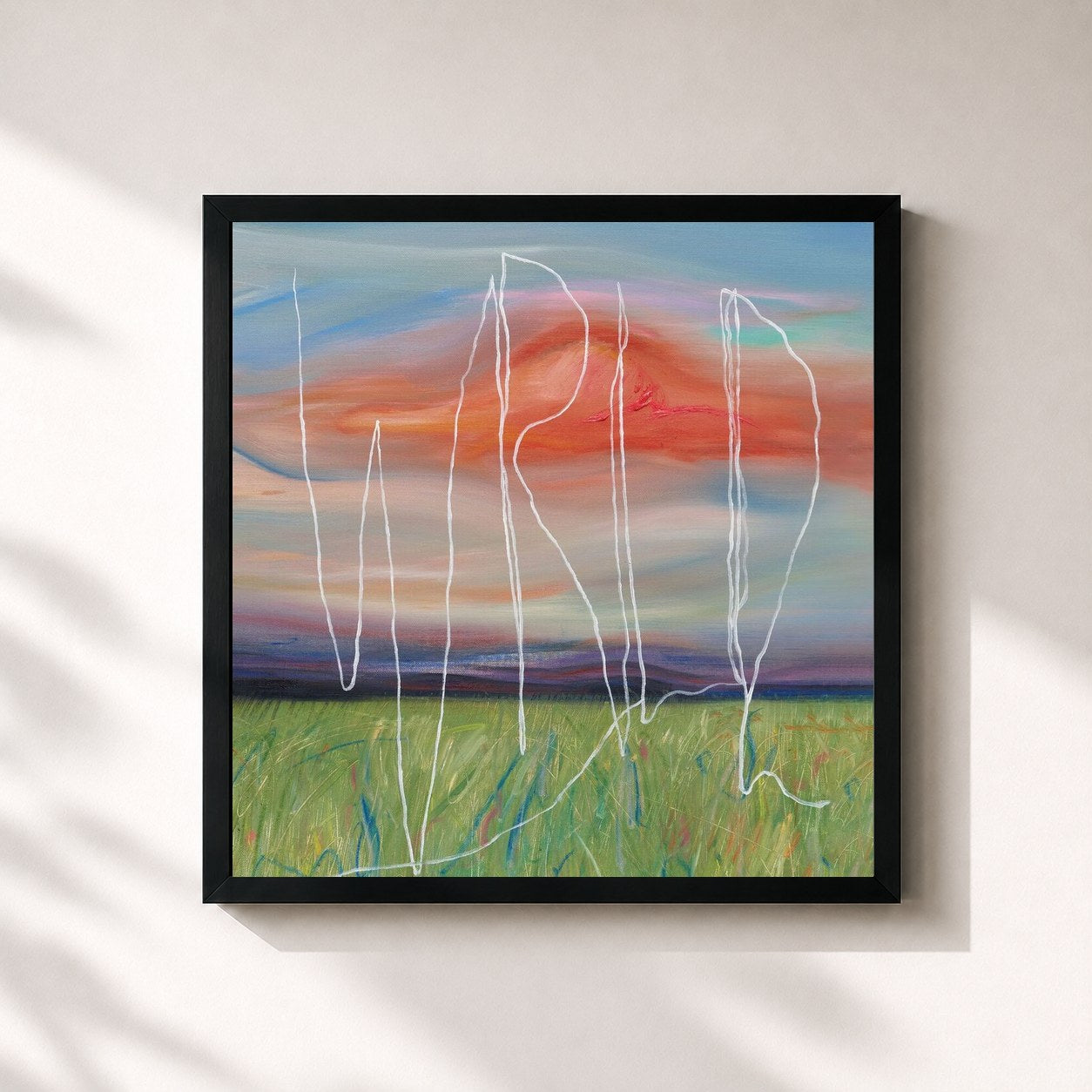 #noir Tableau carré de l'album WRLD de The Rose, cadre noir 32x32 cm