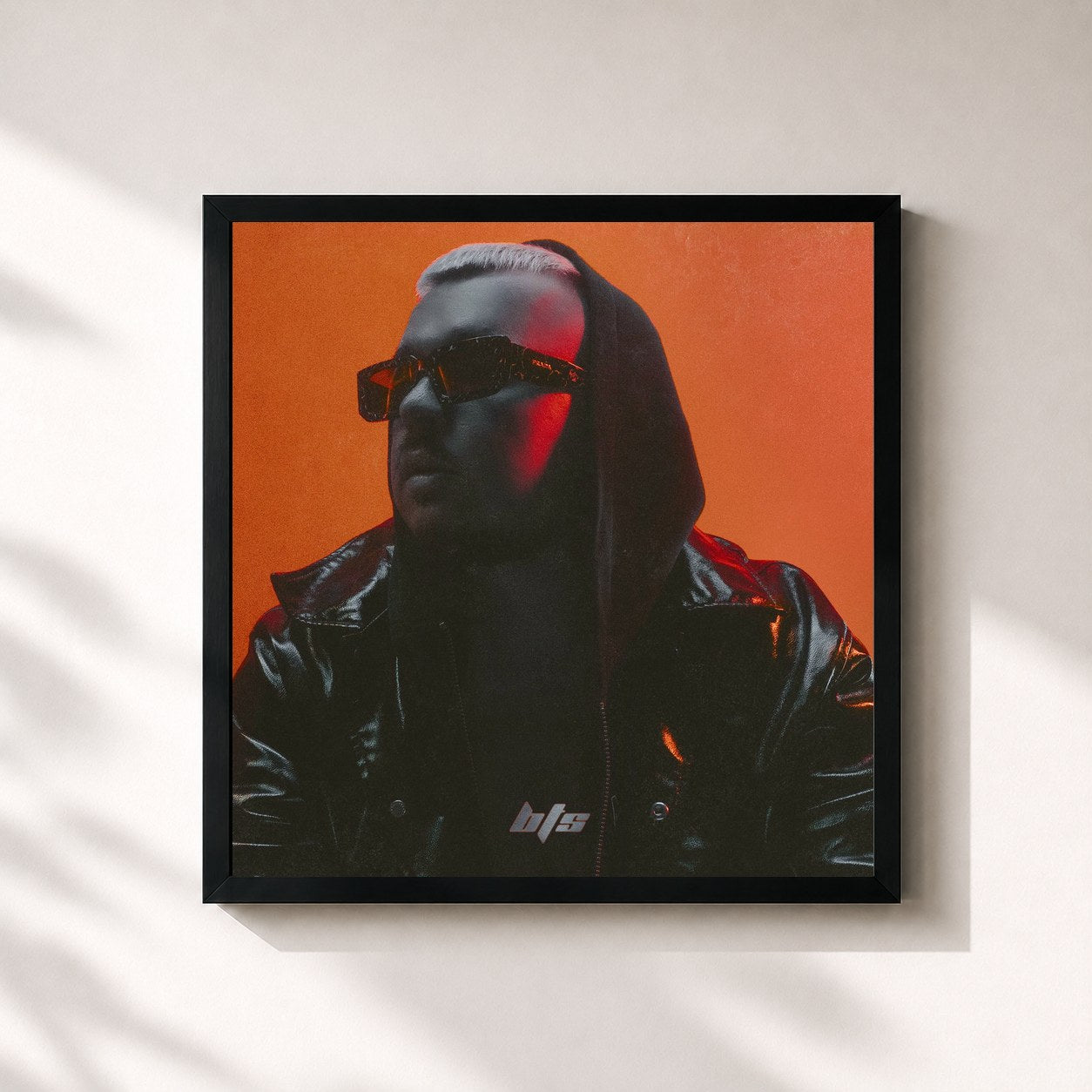 #noir Tableau carré de l'album BEHIND THE SCENES de Fourty, cadre noir 32x32 cm