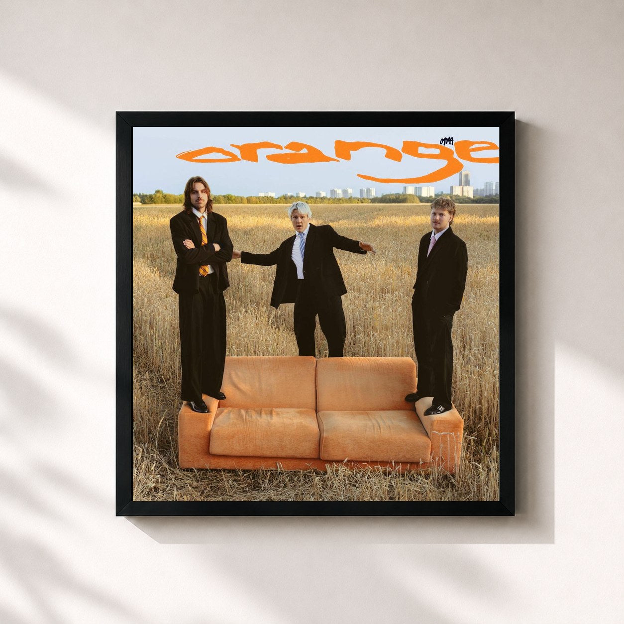 #noir Tableau carré de l'album orange de 01099, cadre noir 32x32 cm