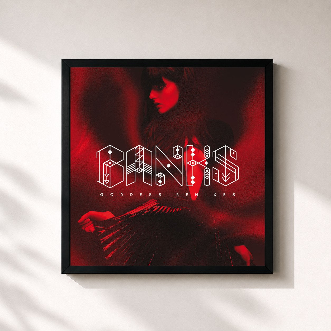 #noir Tableau carré de l'album Goddess (Remixes) de Banks, cadre noir 32x32 cm