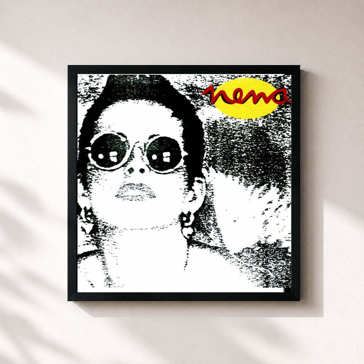 #noir Tableau carré de l'album Bongo Girl de Nena, cadre noir 32x32 cm