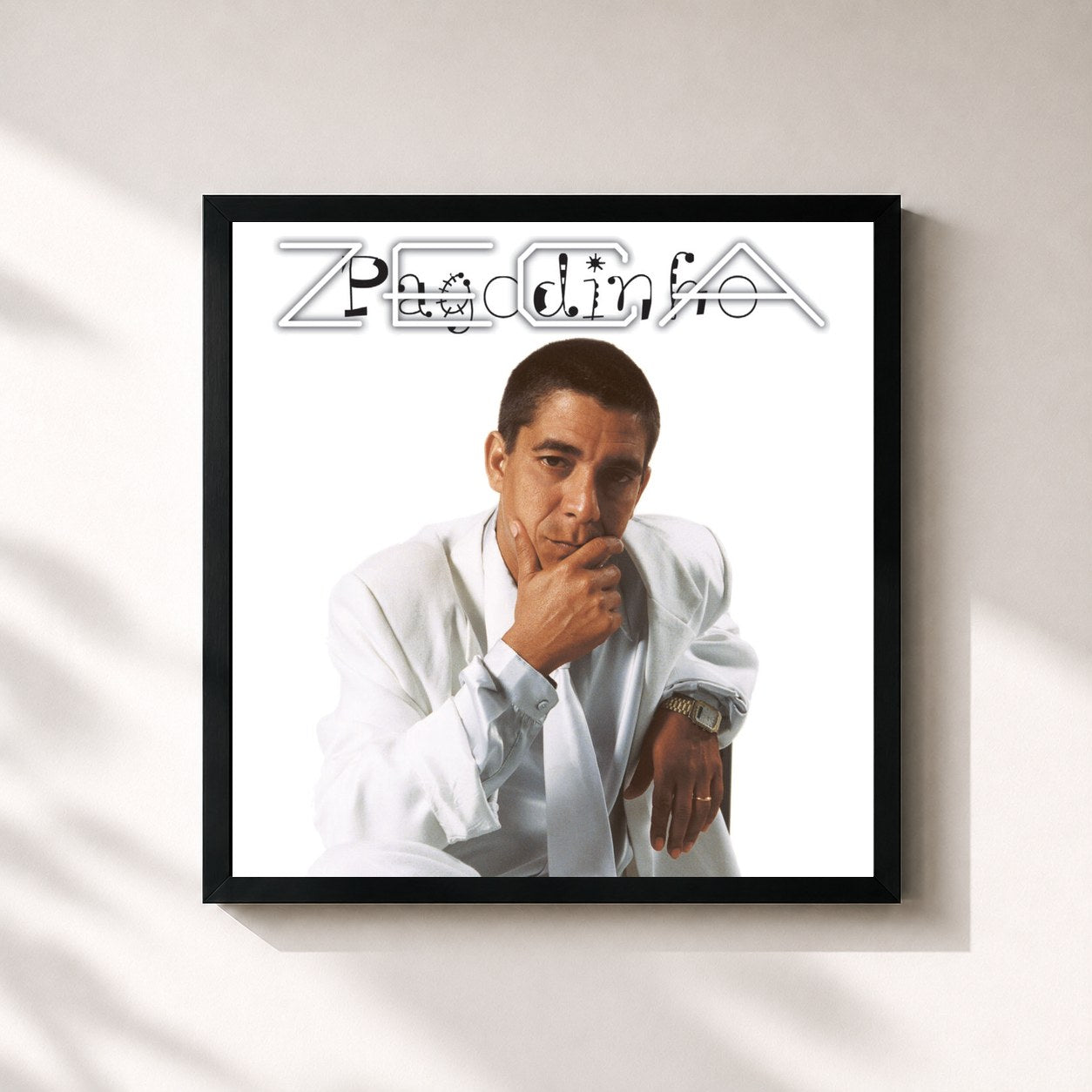 #noir Tableau carré de l'album Zeca Pagodinho de Zeca Pagodinho, cadre noir 32x32 cm