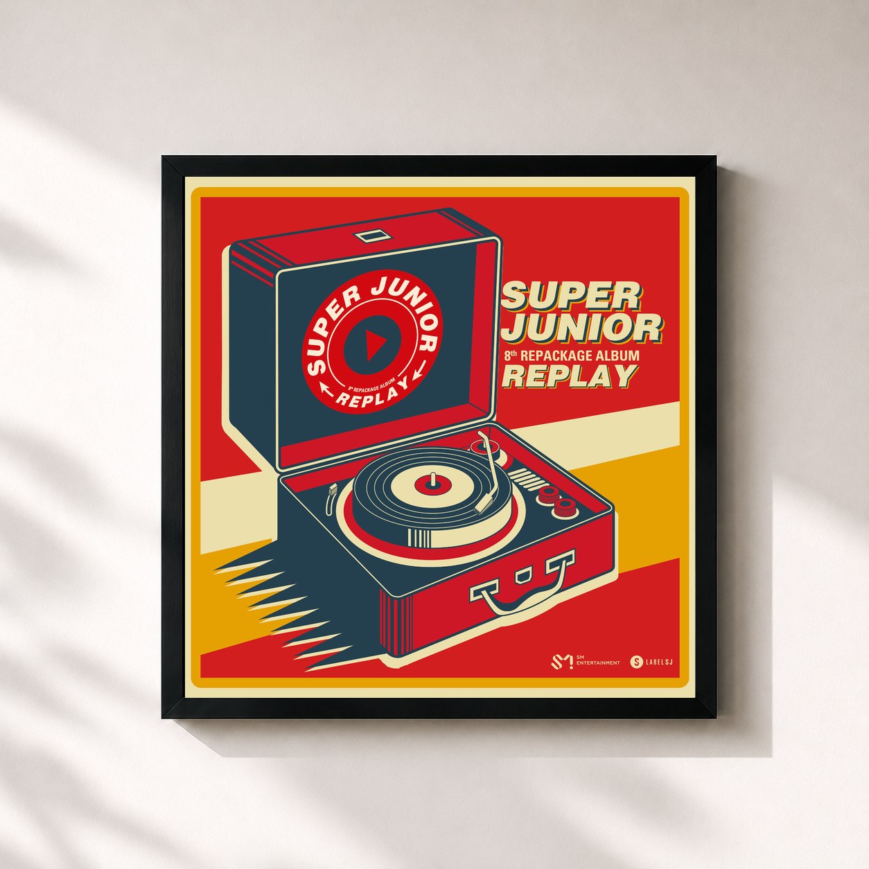 #noir Tableau carré de l'album REPLAY - The 8th Repackage Album de SUPER JUNIOR, cadre noir 32x32 cm