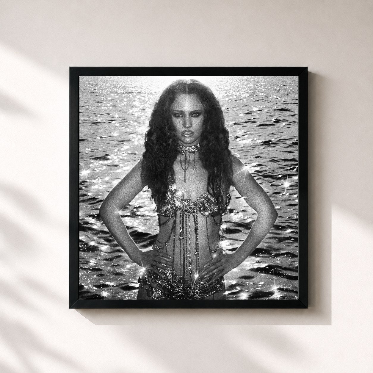 #noir Tableau carré de l'album JESS de Jess Glynne, cadre noir 32x32 cm
