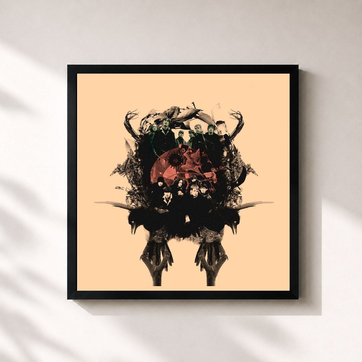 #noir Tableau carré de l'album B-Sides de The Coral, cadre noir 32x32 cm