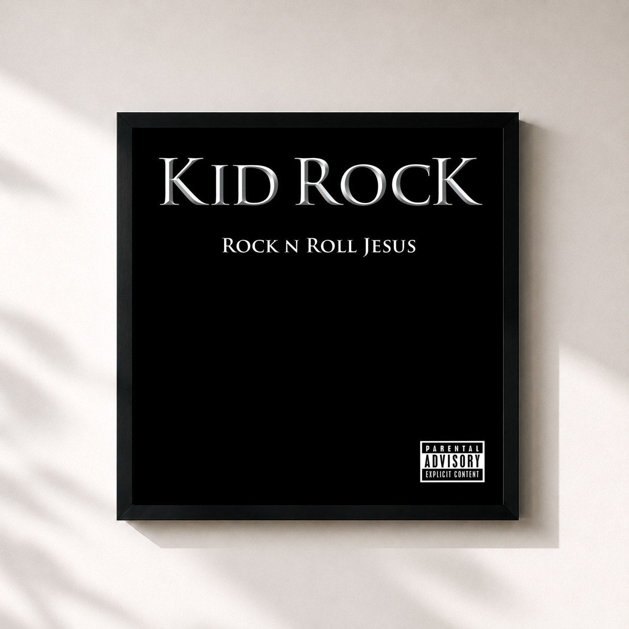 #noir Tableau carré de l'album Rock n Roll Jesus de Kid Rock, cadre noir 32x32 cm