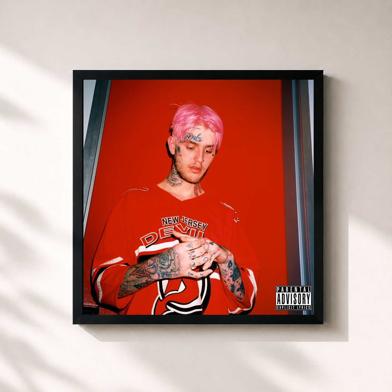 #noir Tableau carré de l'album HELLBOY de Lil Peep, cadre noir 32x32 cm