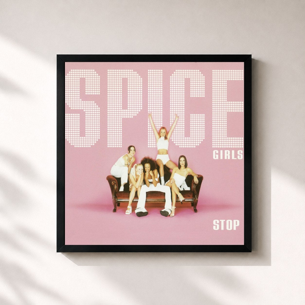 #noir Tableau carré de l'album Stop de Spice Girls, cadre noir 32x32 cm