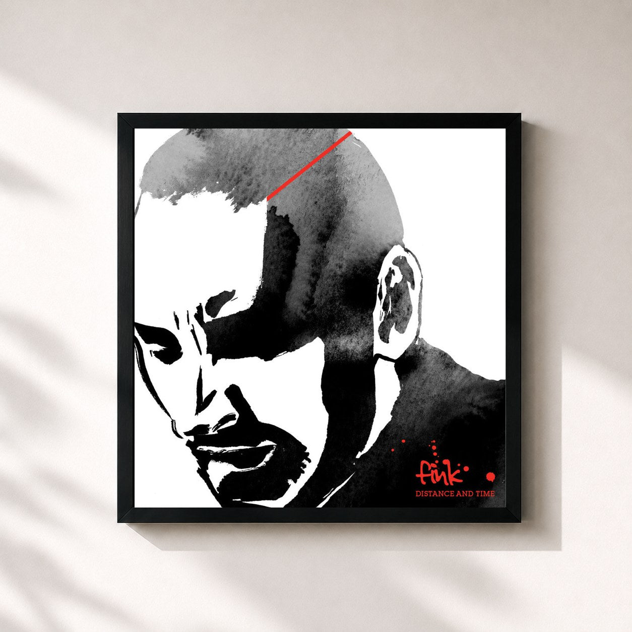 #noir Tableau carré de l'album Distance and Time de Fink, cadre noir 32x32 cm