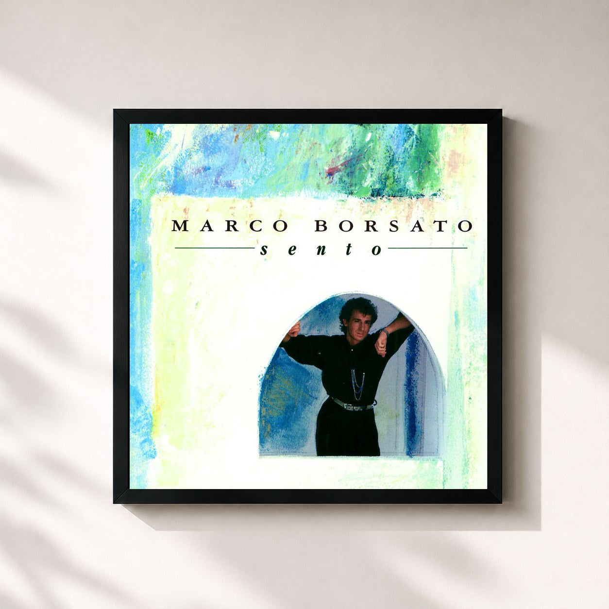 #noir Tableau carré de l'album Sento de Marco Borsato, cadre noir 32x32 cm