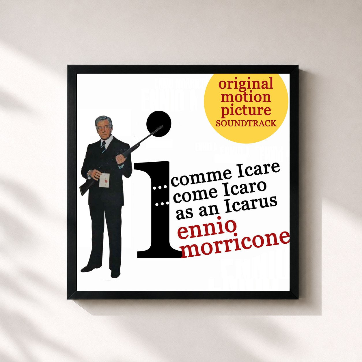 #noir Tableau carré de l'album I comme Icare (Bande Originale) de Ennio Morricone, cadre noir 32x32 cm