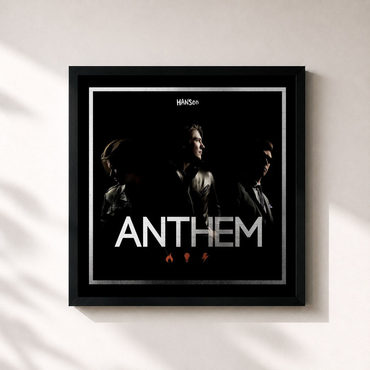 #noir Tableau carré de l'album Anthem de Hanson, cadre noir 32x32 cm