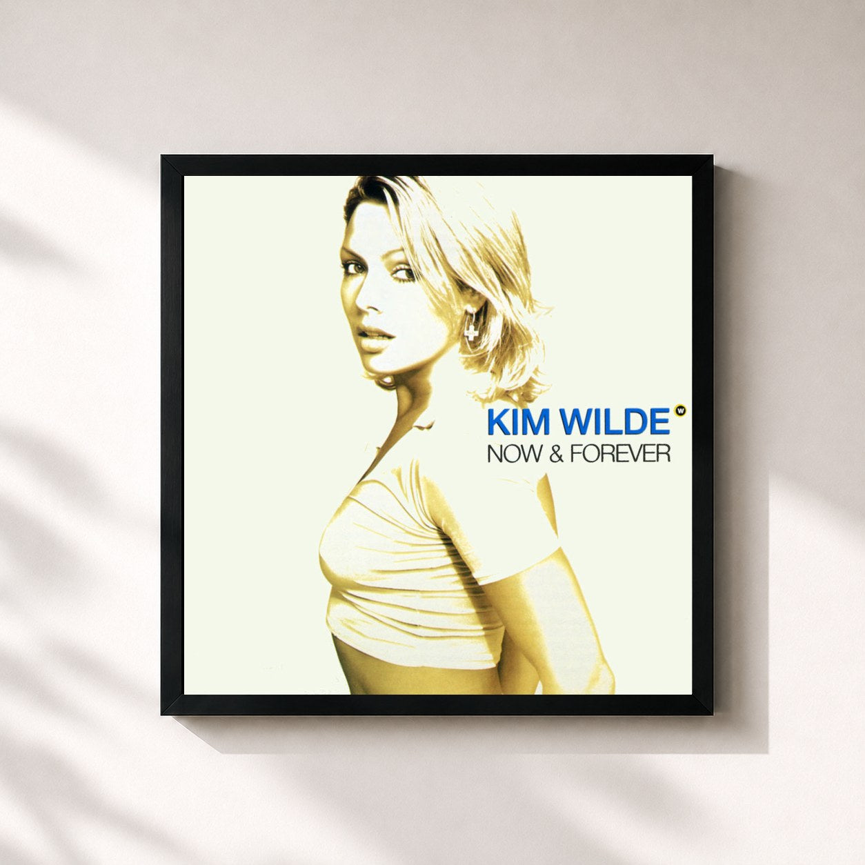 #noir Tableau carré de l'album Now & Forever de Kim Wilde, cadre noir 32x32 cm