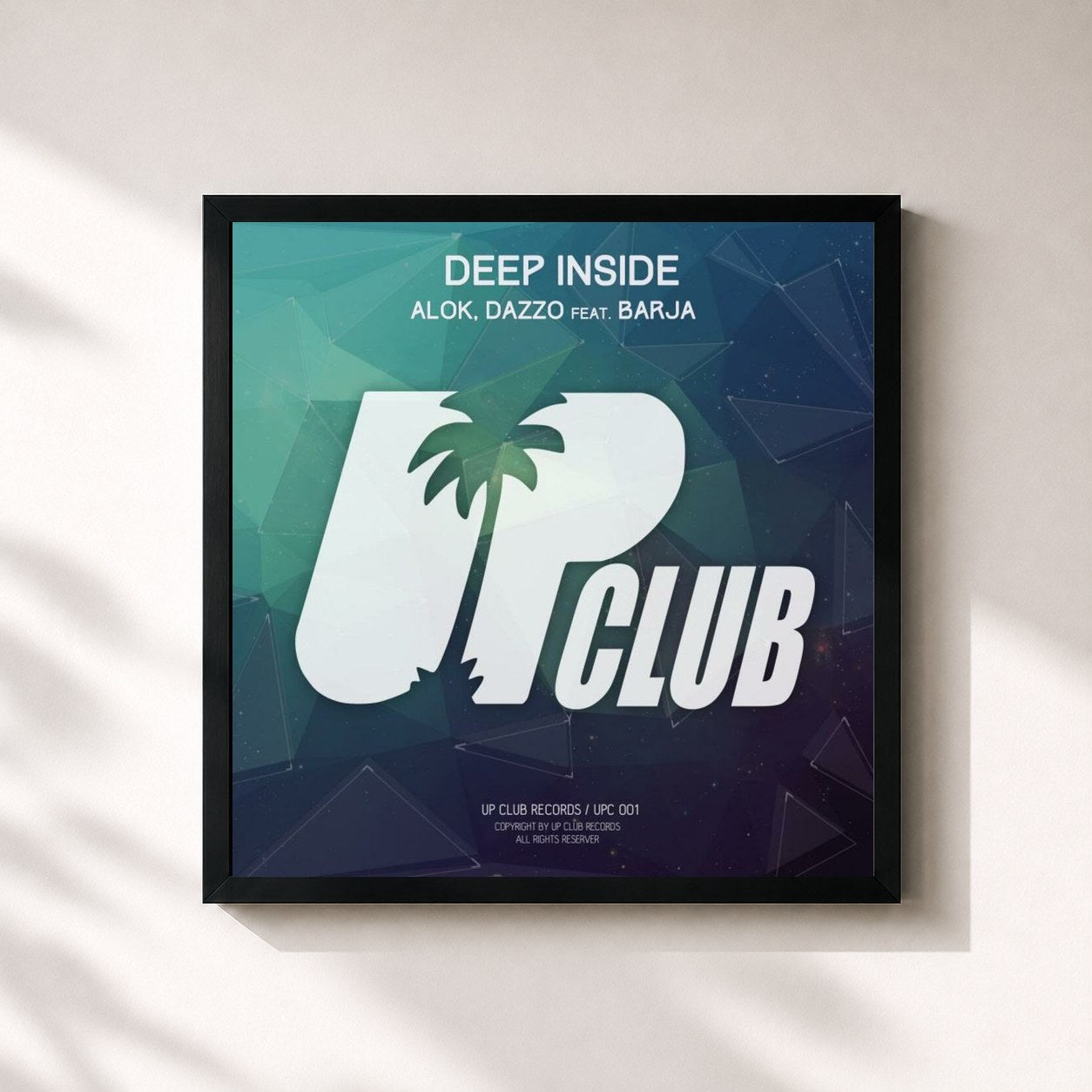 #noir Tableau carré de l'album Deep Inside de Alok, cadre noir 32x32 cm