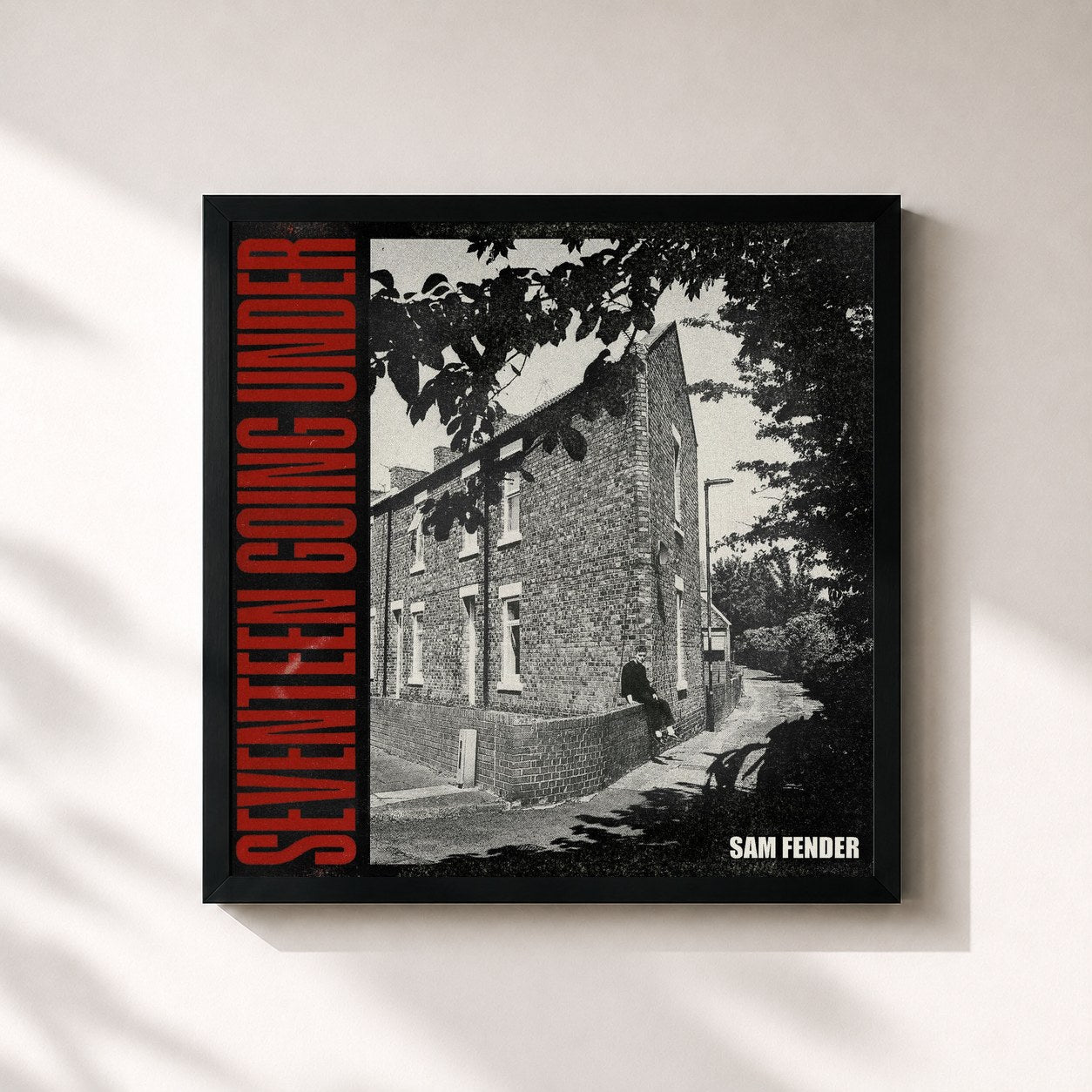 #noir Tableau carré de l'album Seventeen Going Under (Deluxe) de Sam Fender, cadre noir 32x32 cm