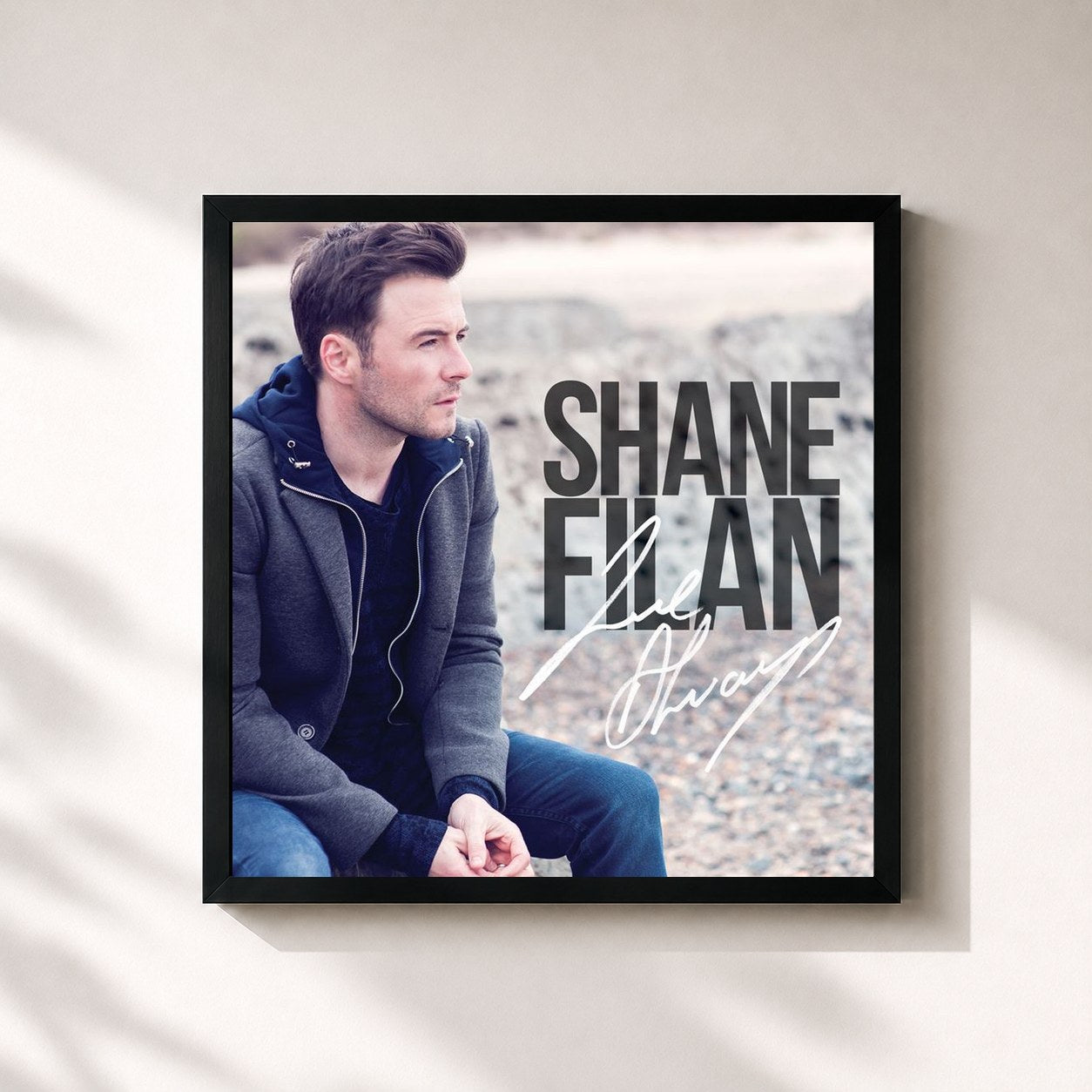 #noir Tableau carré de l'album Love Always de Shane Filan, cadre noir 32x32 cm