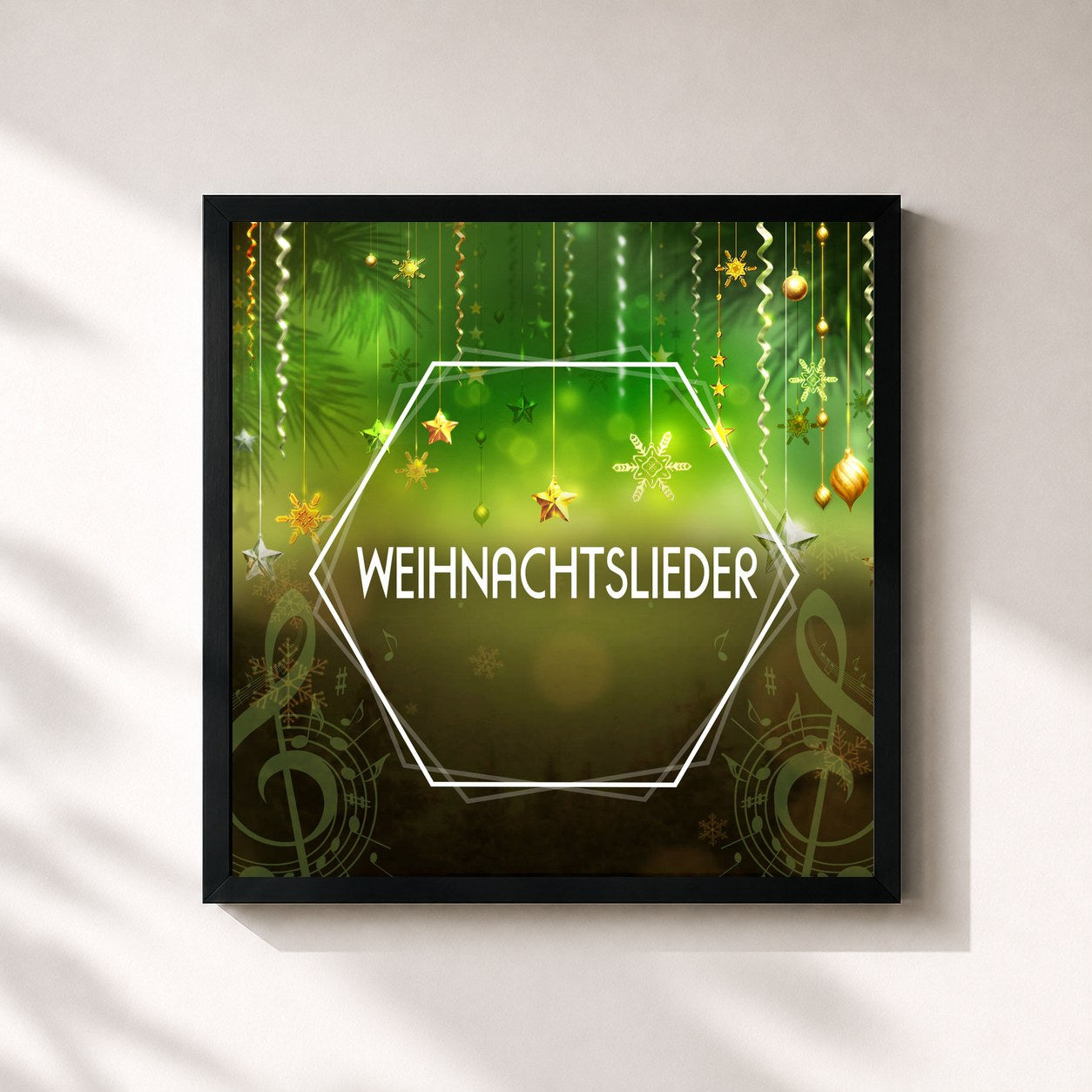 #noir Tableau carré de l'album Weihnachtslieder de Weihnachtslieder, cadre noir 32x32 cm