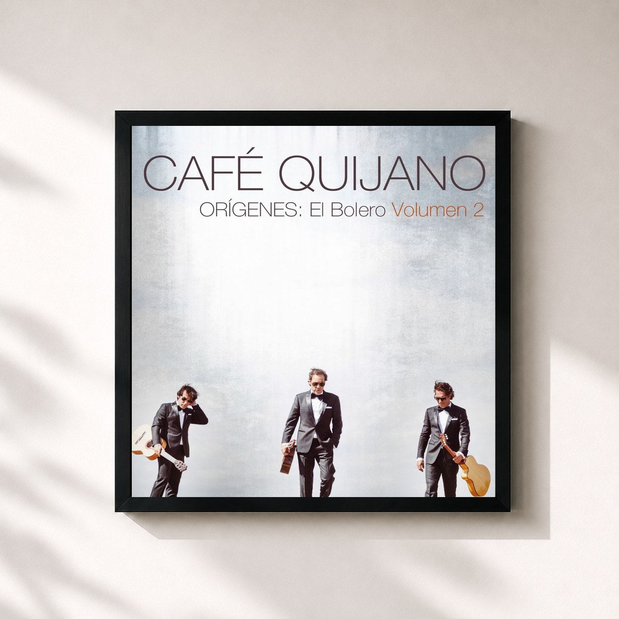 #noir Tableau carré de l'album Orígenes: El Bolero Volumen 2 de Café Quijano, cadre noir 32x32 cm