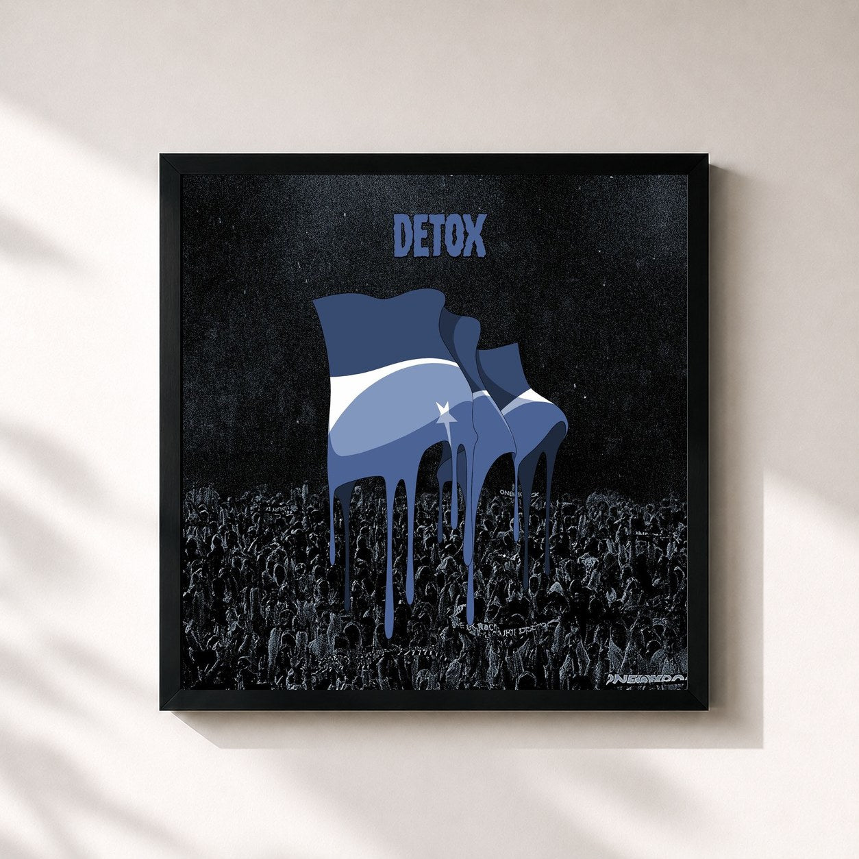 #noir Tableau carré de l'album DETOX de ONE OK ROCK, cadre noir 32x32 cm
