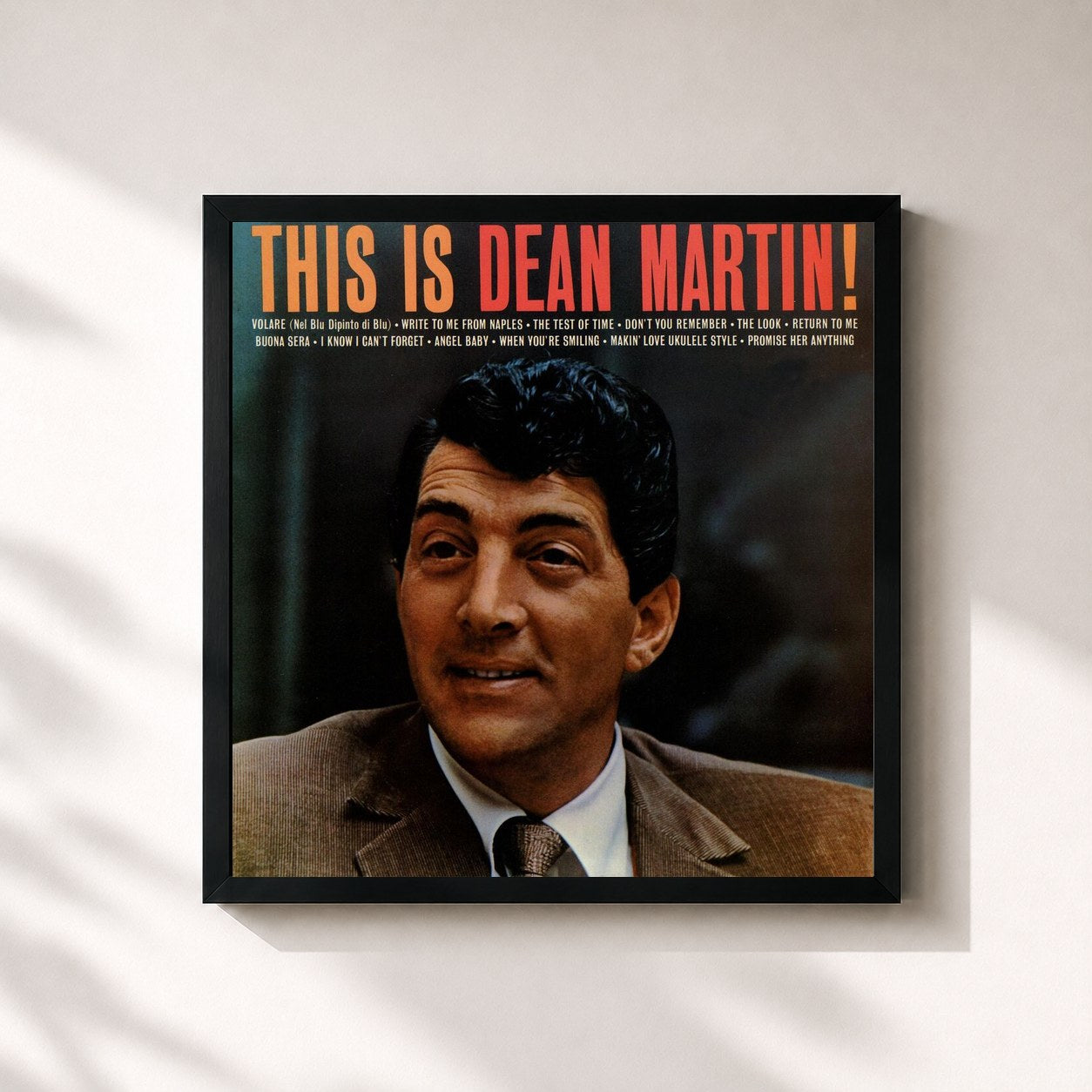 #noir Tableau carré de l'album This Is Dean Martin de Dean Martin, cadre noir 32x32 cm