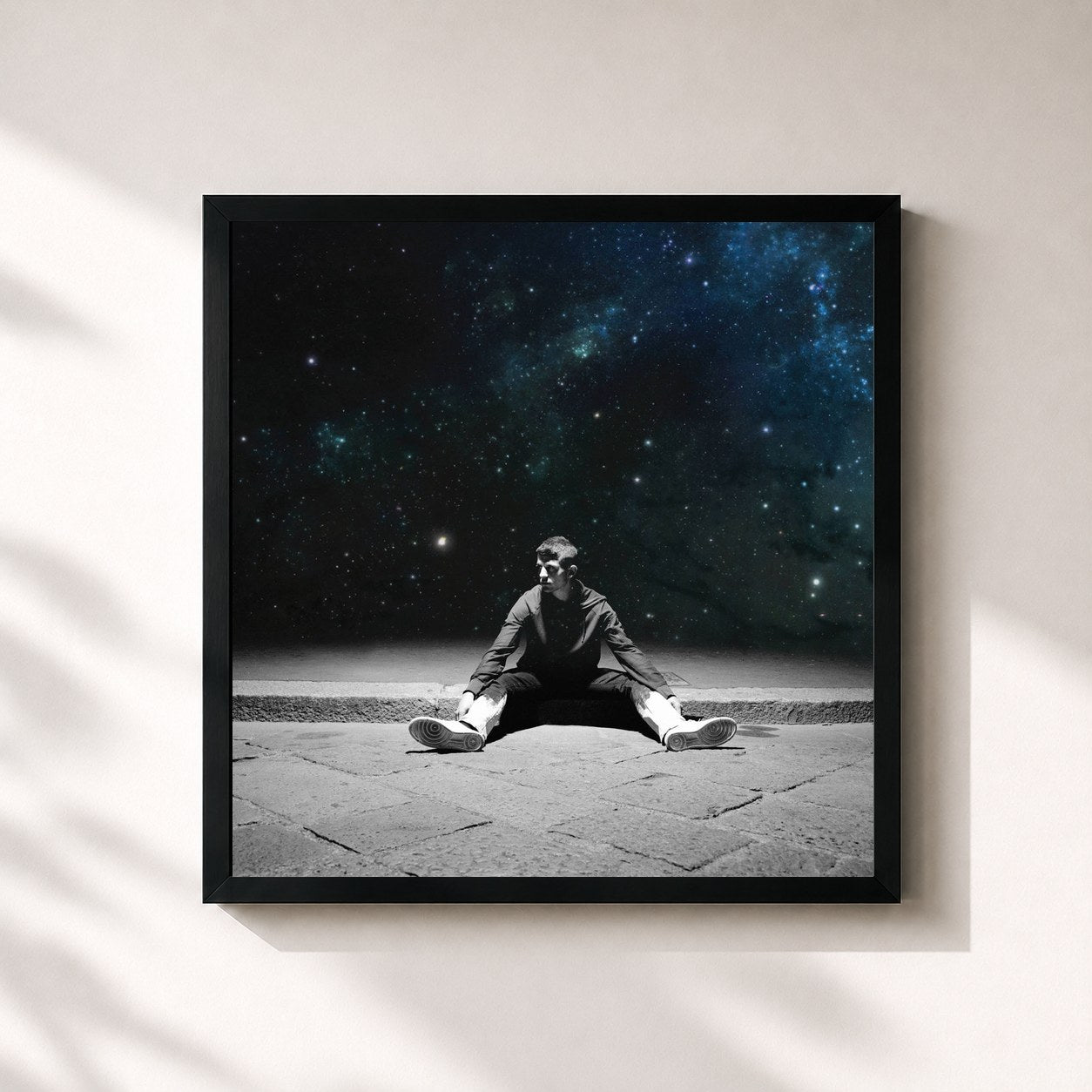 #noir Tableau carré de l'album Io In Terra de Rkomi, cadre noir 32x32 cm