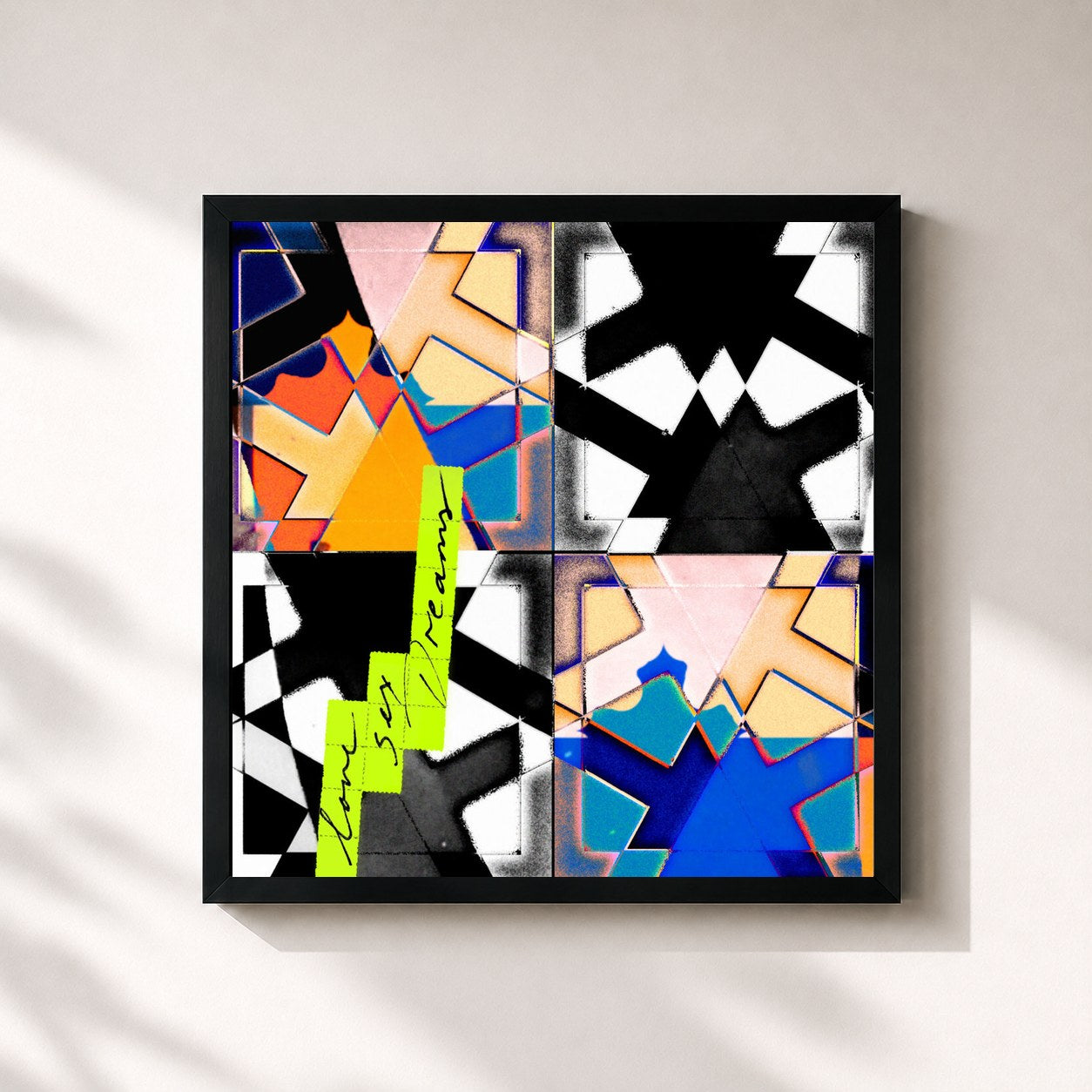 #noir Tableau carré de l'album LSD de Jamule, cadre noir 32x32 cm