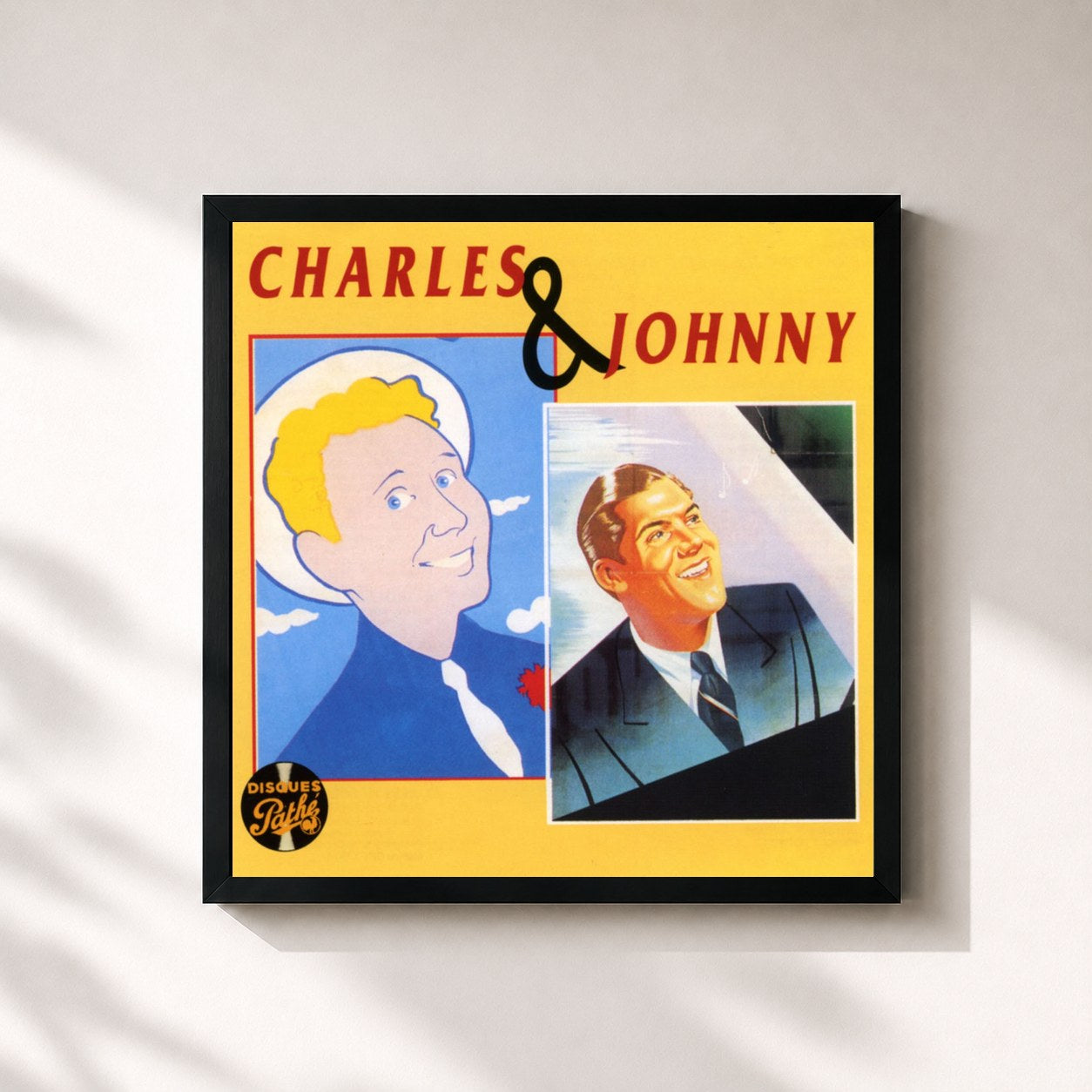 #noir Tableau carré de l'album Sur Le Yang Tse Kiang de Charles Trenet, cadre noir 32x32 cm