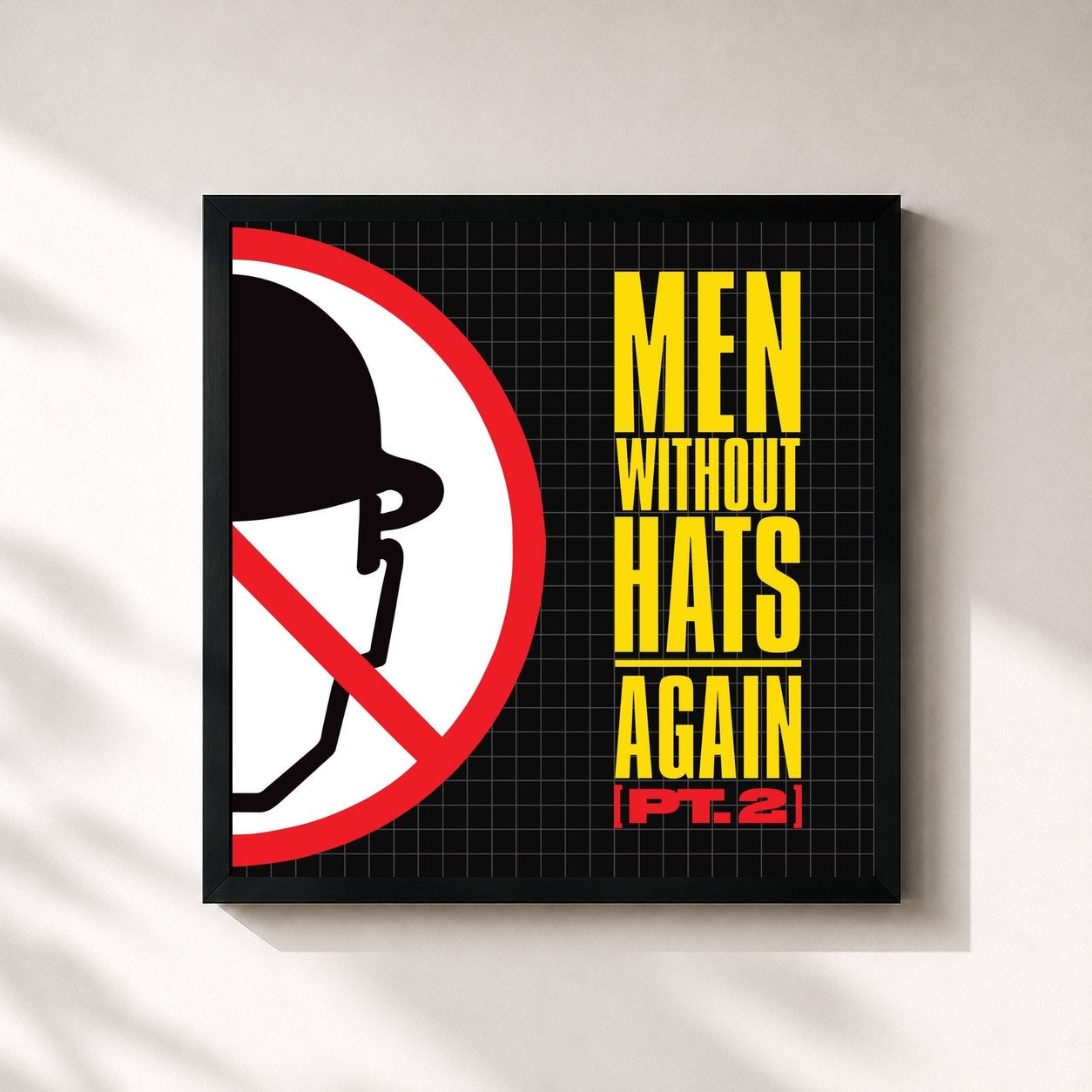 #noir Tableau carré de l'album Again, Pt. 2 de Men Without Hats, cadre noir 32x32 cm