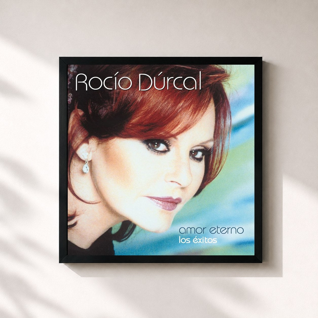 #noir Tableau carré de l'album Amor Eterno de Rocio Durcal, cadre noir 32x32 cm