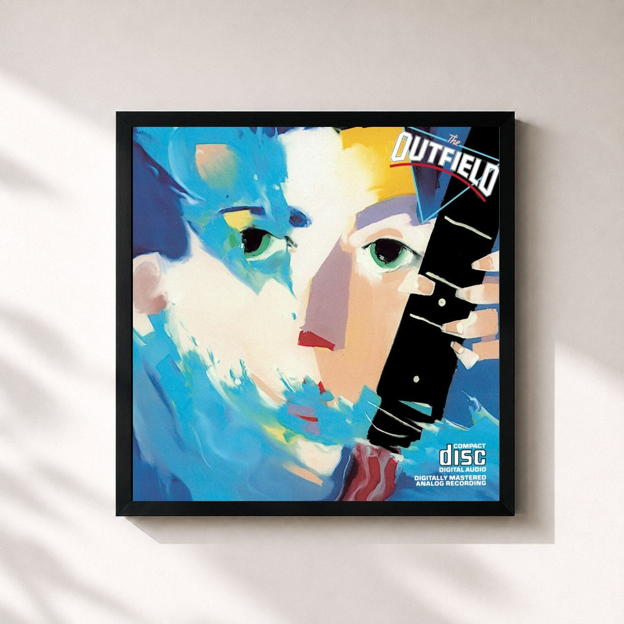 #noir Tableau carré de l'album Play Deep de The Outfield, cadre noir 32x32 cm