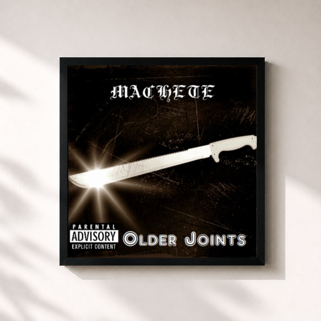 #noir Tableau carré de l'album Older Joints de Machete, cadre noir 32x32 cm