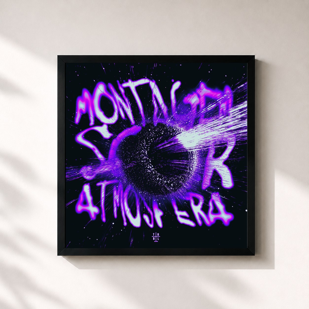 #noir Tableau carré de l'album Montagem Solar Atmosfera de ARIIS, cadre noir 32x32 cm