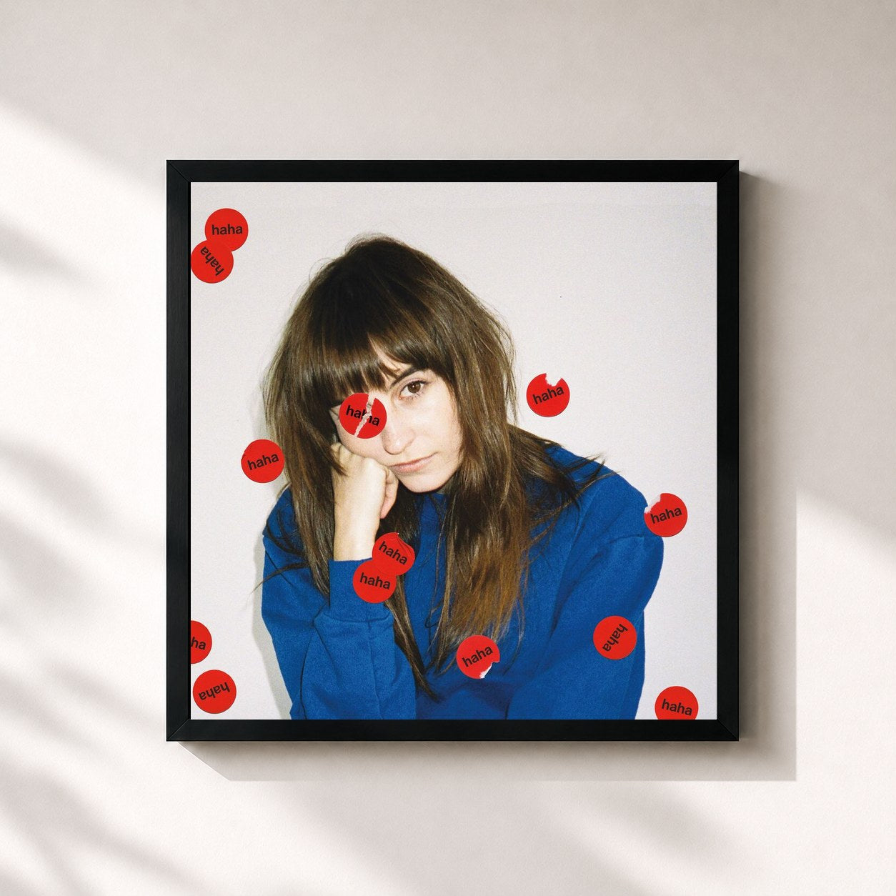 #noir Tableau carré de l'album I Know I'm Funny haha de Faye Webster, cadre noir 32x32 cm
