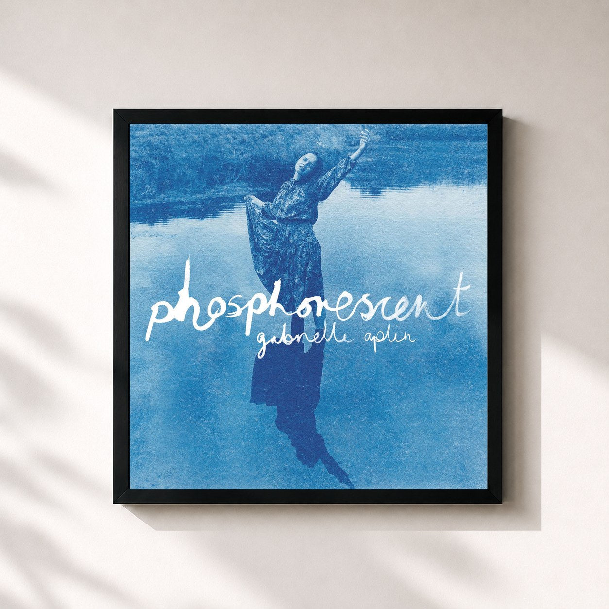 #noir Tableau carré de l'album Phosphorescent de Gabrielle Aplin, cadre noir 32x32 cm