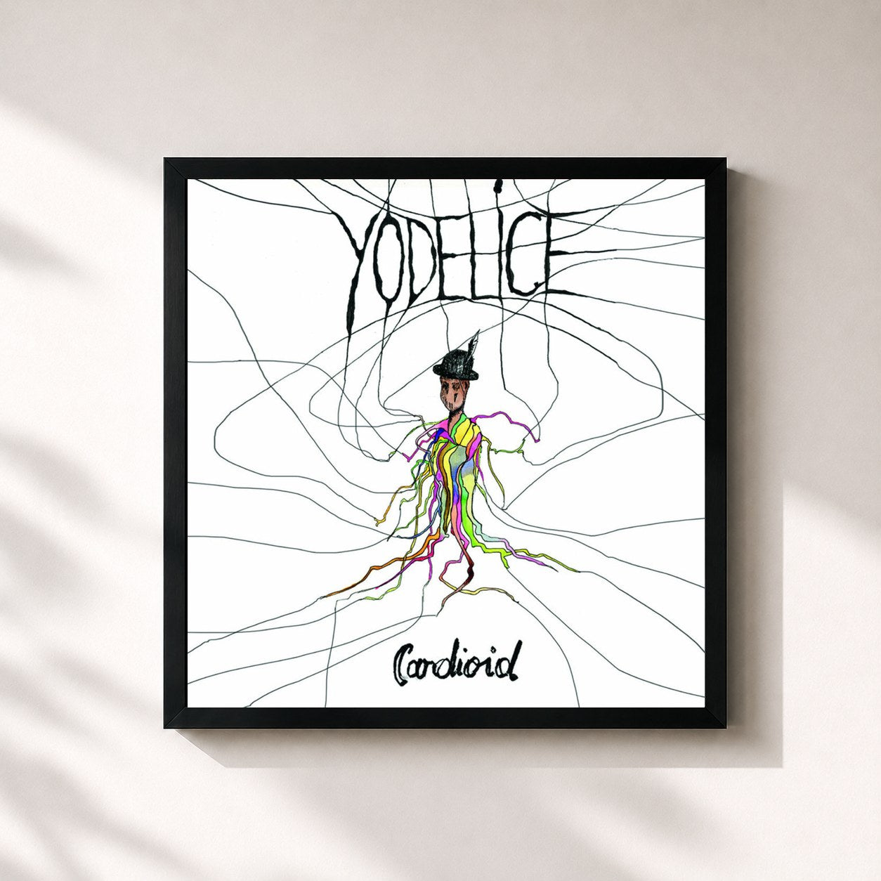#noir Tableau carré de l'album Cardioid de Yodelice, cadre noir 32x32 cm