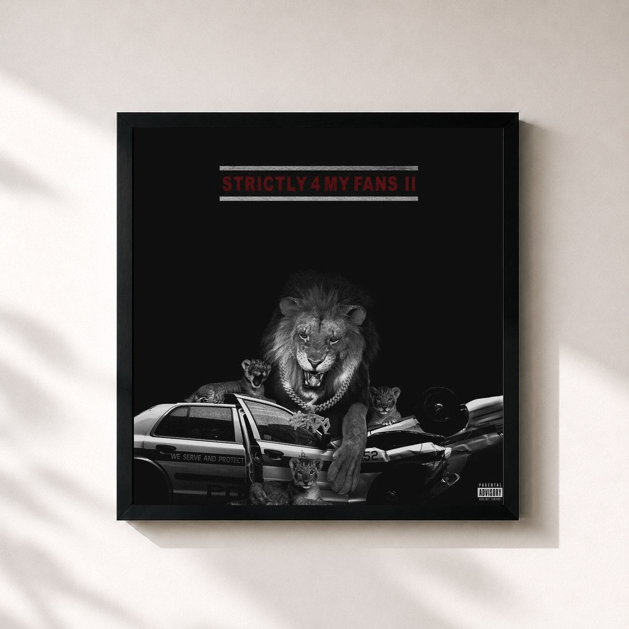 #noir Tableau carré de l'album Strictly 4 My Fans 2 de G Herbo, cadre noir 32x32 cm