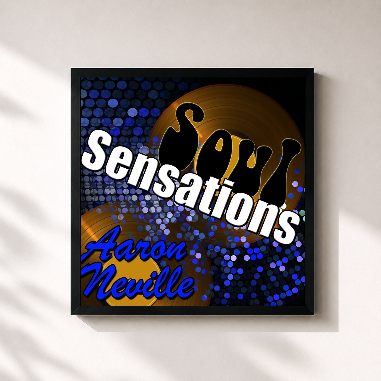 #noir Tableau carré de l'album Soul Sensations: Aaron Neville de Aaron Neville, cadre noir 32x32 cm