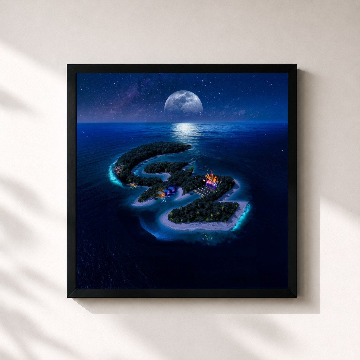 #noir Tableau carré de l'album Moonlight de De La Ghetto, cadre noir 32x32 cm