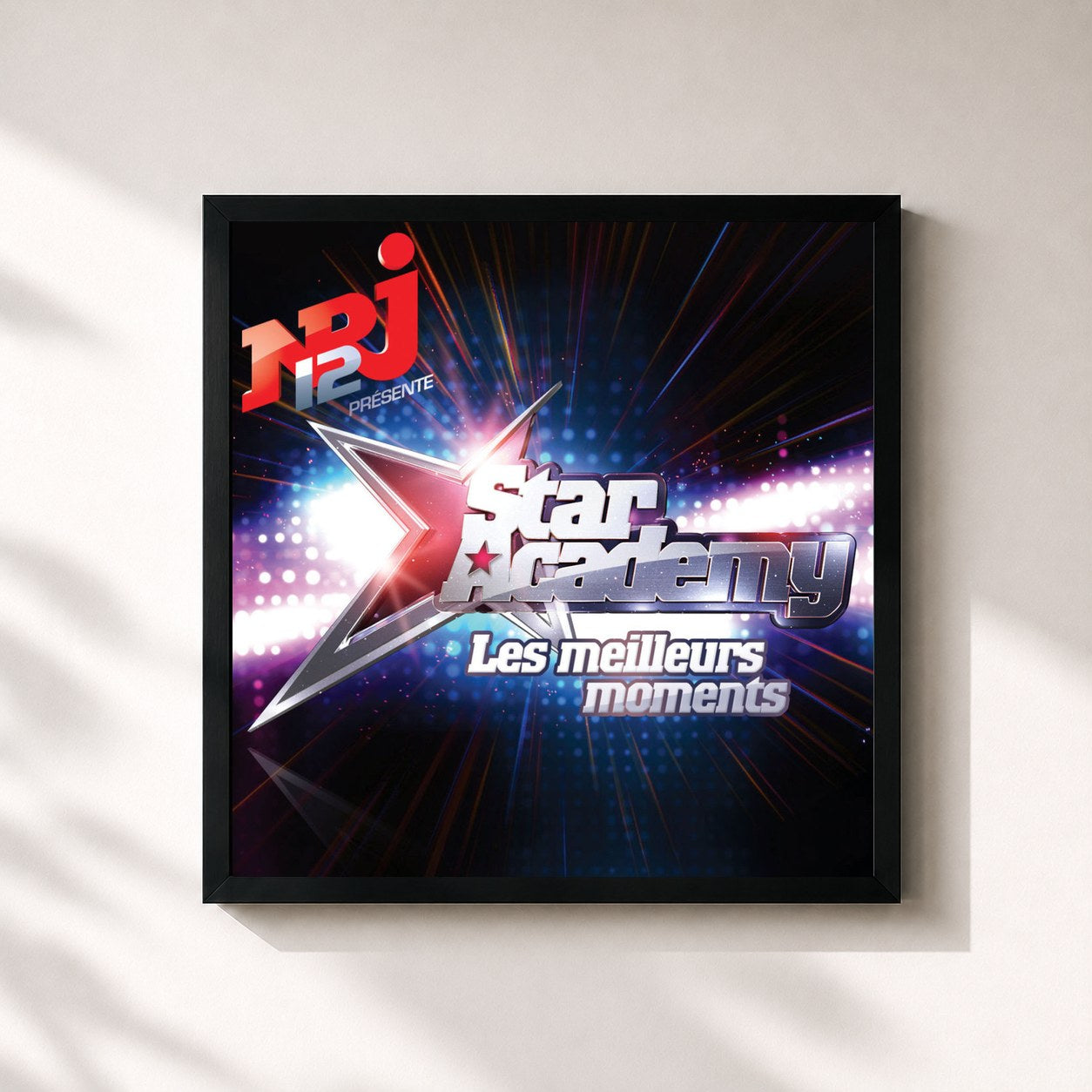 #noir Tableau carré de l'album Les Meilleurs Moments de Star Academy, cadre noir 32x32 cm