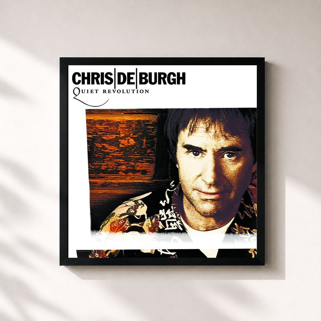 #noir Tableau carré de l'album Quiet Revolution de Chris de Burgh, cadre noir 32x32 cm