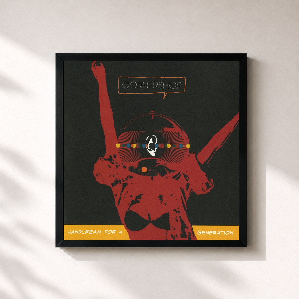 #noir Tableau carré de l'album Handcream for a Generation de Cornershop, cadre noir 32x32 cm