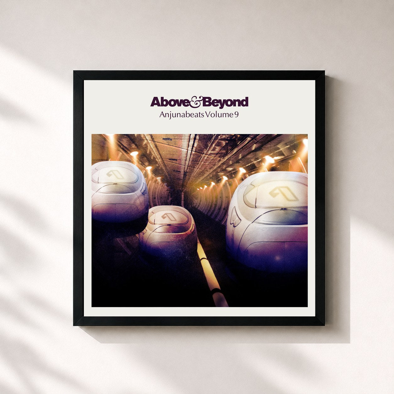 #noir Tableau carré de l'album Anjunabeats Volume 9 (Unmixed & DJ Ready) de Above & Beyond, cadre noir 32x32 cm