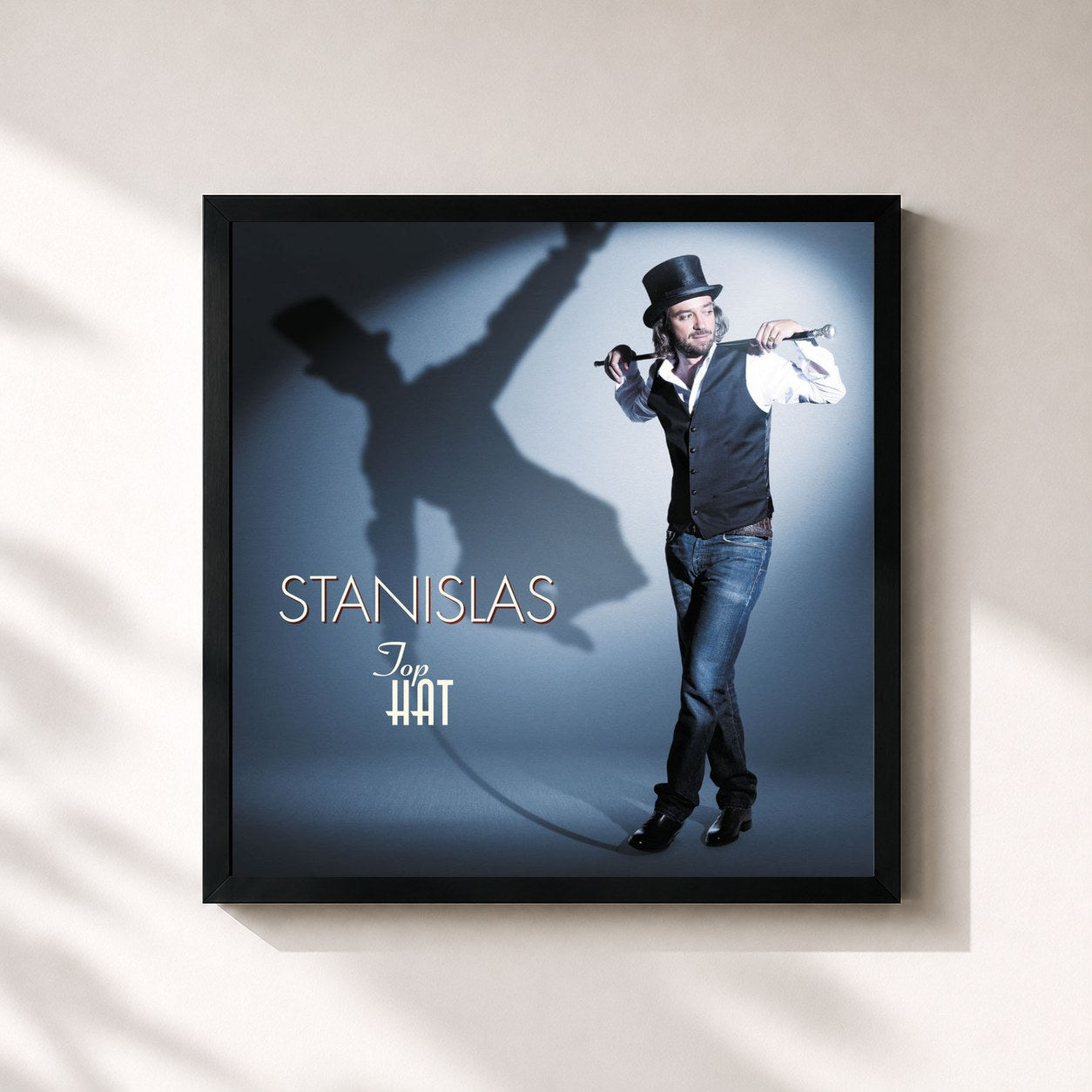 #noir Tableau carré de l'album Top Hat de Stanislas, cadre noir 32x32 cm