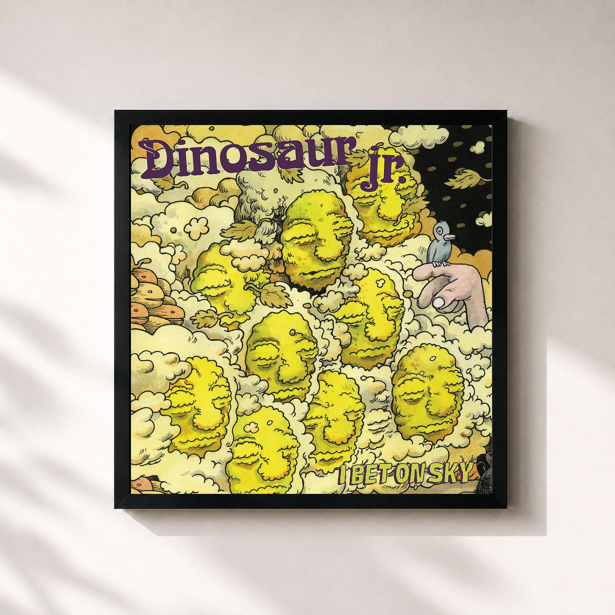 #noir Tableau carré de l'album I Bet On Sky de Dinosaur Jr., cadre noir 32x32 cm