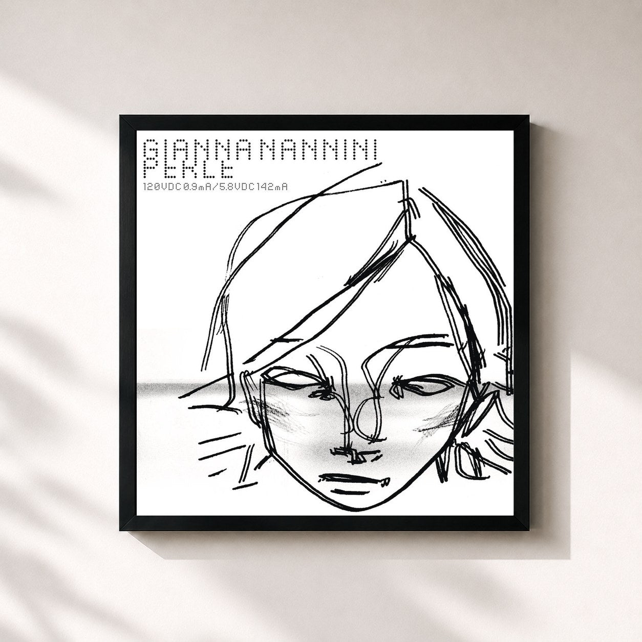 #noir Tableau carré de l'album Perle de Gianna Nannini, cadre noir 32x32 cm
