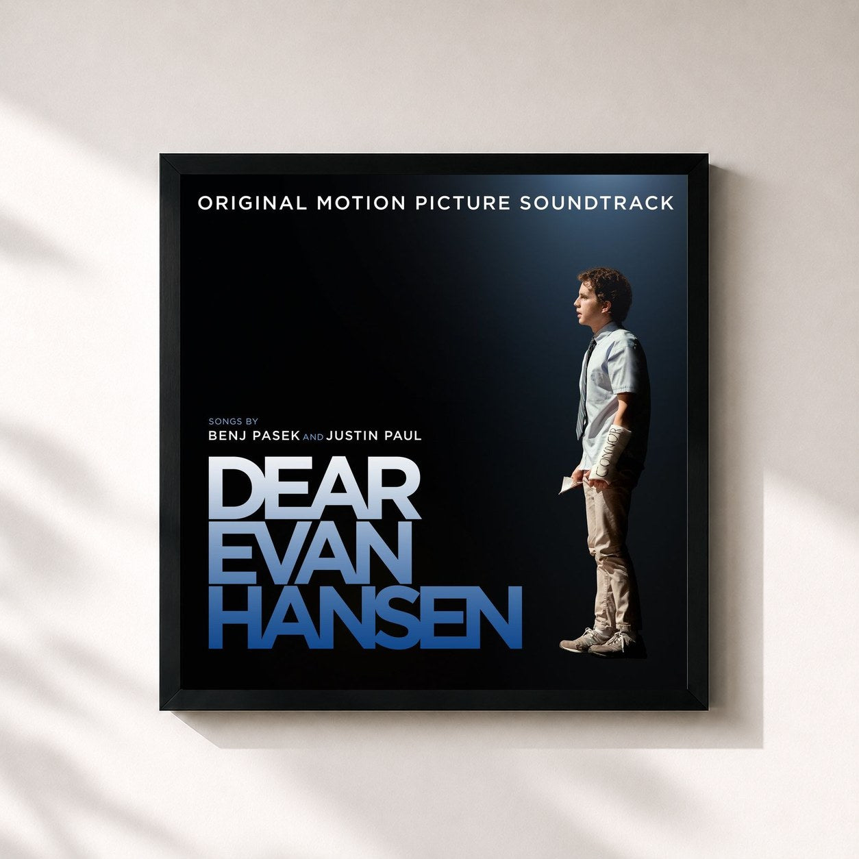 #noir Tableau carré de l'album Dear Evan Hansen (Original Motion Picture Soundtrack) de Ben Platt, cadre noir 32x32 cm
