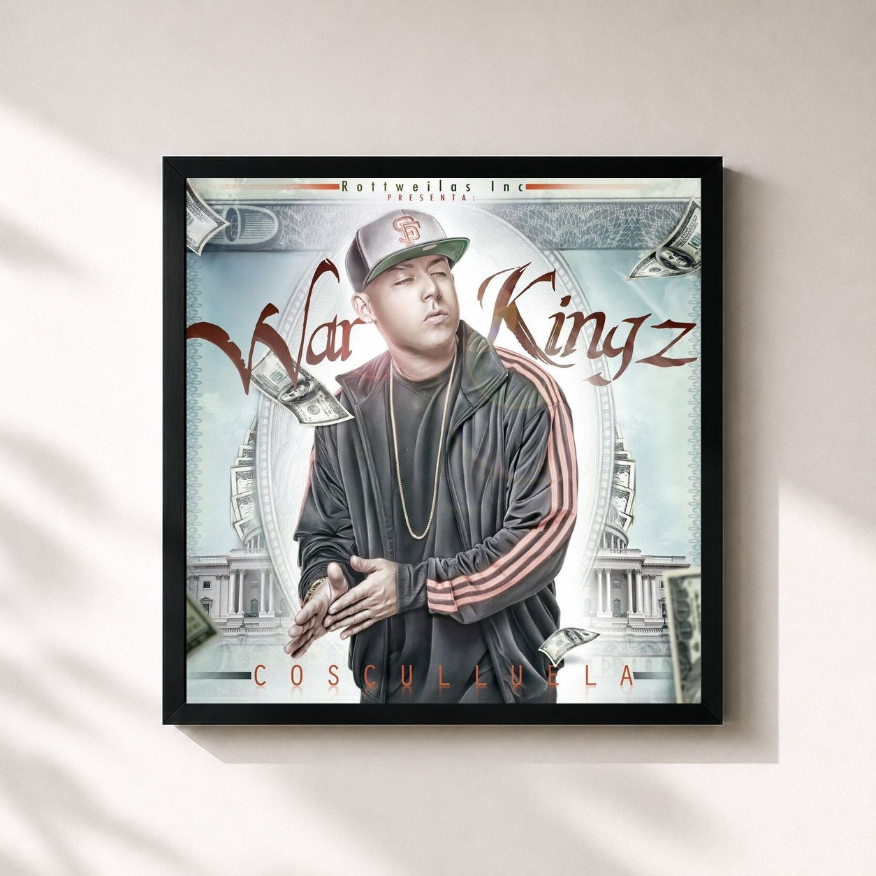 #noir Tableau carré de l'album War Kingz de Cosculluela, cadre noir 32x32 cm