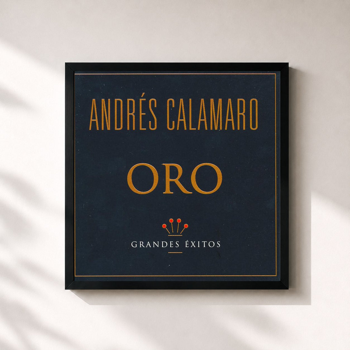 #noir Tableau carré de l'album Serie Oro de Andrés Calamaro, cadre noir 32x32 cm