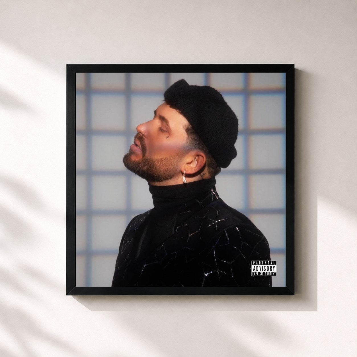 #noir Tableau carré de l'album 1984 de GASHI, cadre noir 32x32 cm