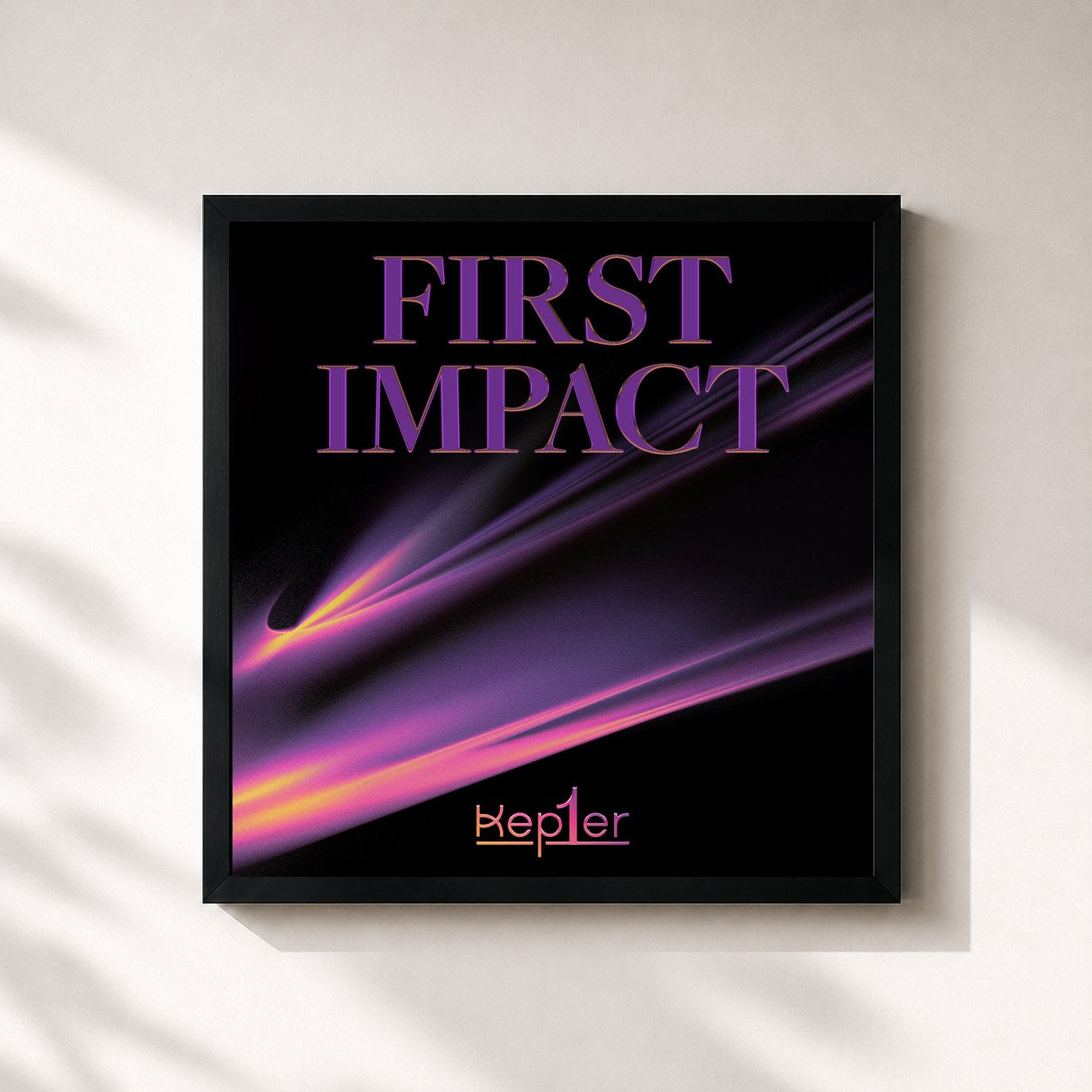 #noir Tableau carré de l'album FIRST IMPACT de Kep1er, cadre noir 32x32 cm